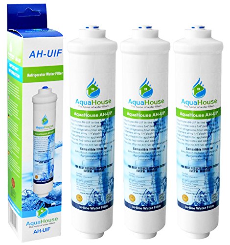 Cartucho de filtro de agua 3x AquaHouse UIFUS undersink universal Inline carbón activo para todos los sistemas de filtro de agua potable undersink con 1/4"tubería