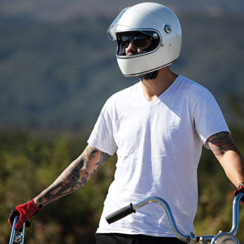 Casco integral Biltwell Gringo S blanco perla metalizada perla blanca blanca homologada doble homologación ECE (Europa) & DOT (America) Helmet Biker Custom Vintage Retro Año 70 Talla L