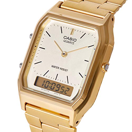 Casio Collection AQ-230GA-9DMQYES, Reloj Cuadrado, Unisex, Acero Inoxidable, Oro (Amarillo)