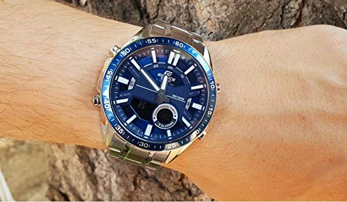 Casio EDIFICE Reloj en caja sólida, 10 BAR, Azul, para Hombre, con Correa de Acero inoxidable, EFV-C100D-2AVEF