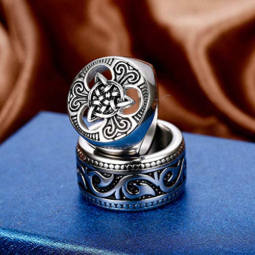 CASSIECA 4PCS Anillo de Acero Inoxidable para Hombres Mujeres Grandes Anchos Cuadrado Grabado Anillo Vintage Rock Gotico Anillos Joyeria