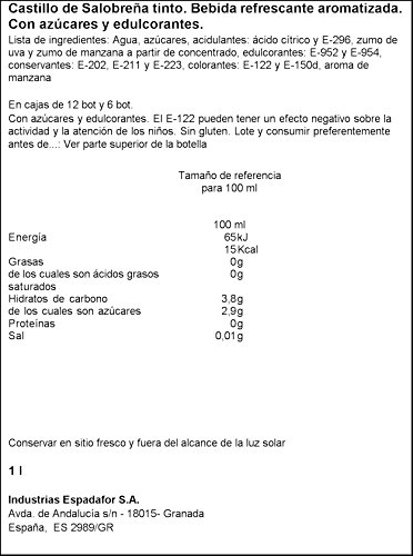 Castillo de Salobreña - Zumo de manzana y mosto de uva sin alcohol, botella de vidrio 1 L