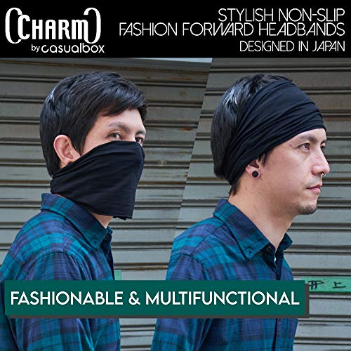 Casualbox Hombre Elástico Bandana Cinta Para El Pelo Venda Japonés Largo Cabello Rastas Cabeza Envolver Negro