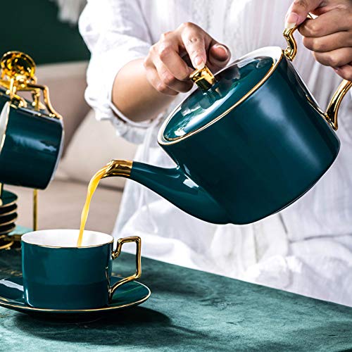 CCEKD Teteras  Esmalte verde Cafetera Tetera de cerámica Drinkware Royal Wedding Party Tools Tea Pot Set Vajilla Regalos