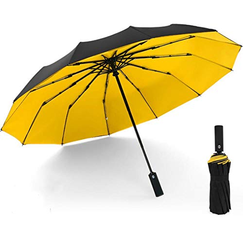 CCMOO Paraguas Plegable automático Doble a Prueba de Viento Mujer Hombre 12 Bone Car Hombres Negocios Grandes Lluvia Mujeres Sombrilla