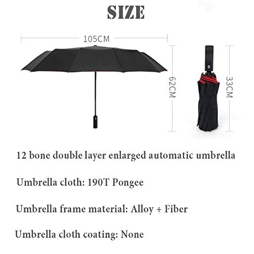 CCMOO Paraguas Plegable automático Doble a Prueba de Viento Mujer Hombre 12 Bone Car Hombres Negocios Grandes Lluvia Mujeres Sombrilla