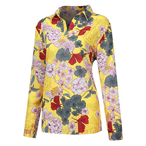 CCTor Otoño Invierno Blusas para Mujer Estampado Floral Camisas de Manga Larga Cuello en V Elegante Manga Larga Femenina 2020 Blusa Robe Femme - Naranja - 5X-Large