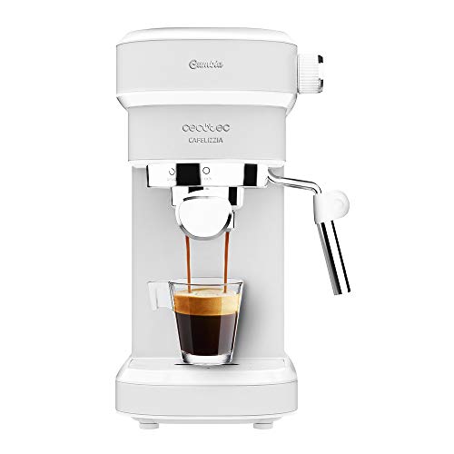 Cecotec Cafetera Espresso Cafelizzia 790 White.Sistema de rápido Calentamiento, 20 Bares, Modo Auto para 1 y 2 cafés, vaporizador orientable,depósito 1,2 litros