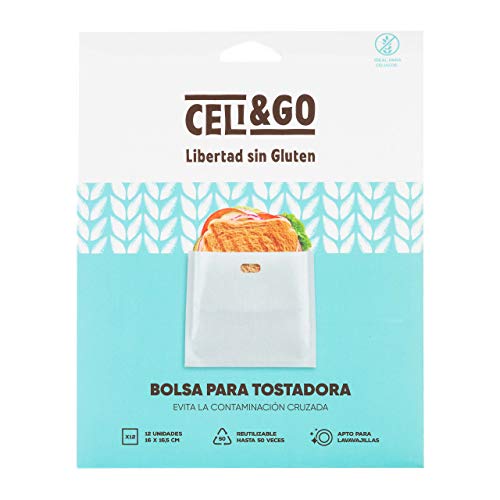 CELI&GO Bolsa para Tostadora - Pack de 12 Bolsas para Tostar Antiadherentes, Reutilizables, Lavables, Libres de PFOA, Evita la Contaminación Cruzada - Tamaño Sandwich 16 x 16,5 cm