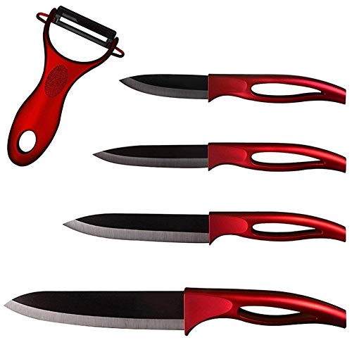 Cerámica de la manija del cuchillo de color rojo Policía de la fruta vegetal cuchillos de cocina de cerámica de zirconia Negro Cuchillo Cuchillos de cocina (Color : Knife set)