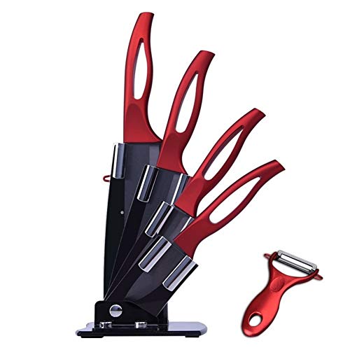 Cerámica de la manija del cuchillo de color rojo Policía de la fruta vegetal cuchillos de cocina de cerámica de zirconia Negro Cuchillo Cuchillos de cocina (Color : Knife set)