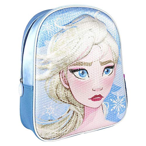 Cerdá, Mochila Infantil Frozen 2 con Lentejuelas 3D de Color Azul-Licencia Oficial Disney Studios Unisex niños, Multicolor, 260X310X100MM