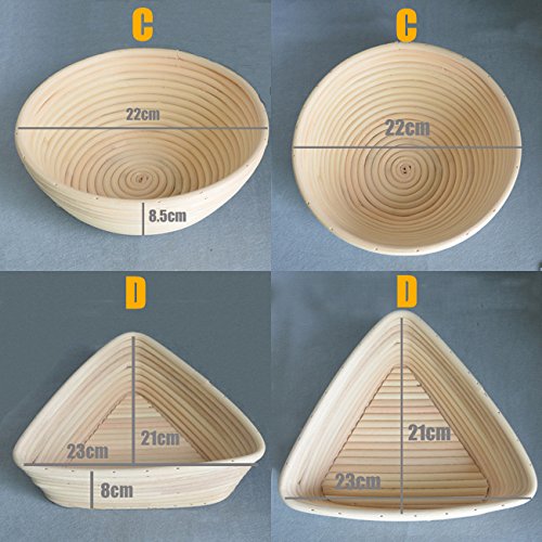 Cesta de ratán tipo banneton hecha a mano para pan, A:13cm