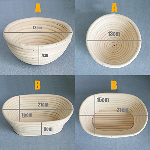 Cesta de ratán tipo banneton hecha a mano para pan, A:13cm