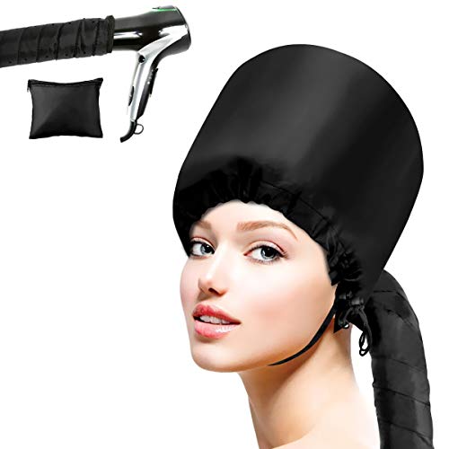 Cestmall Gorra de Secado de Pelo ortátil, Accesorio del Secador De Pelo De Bonnet Capucha Haircare Salon Secador de pelo Sombrero Accesorios para Mujeres Chicas (black)