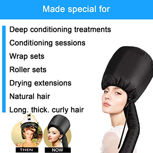 Cestmall Gorra de Secado de Pelo ortátil, Accesorio del Secador De Pelo De Bonnet Capucha Haircare Salon Secador de pelo Sombrero Accesorios para Mujeres Chicas (black)