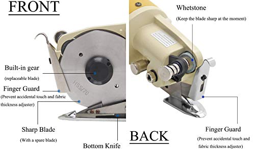 CGOLDENWALL YJ-70A Cortador de Tela Eléctrico Portátil Tijera Eléctrico Redondo Cortador de Gamuza Multiuso Ideal para Textil Cuero Papel con Cuchilla de Diámetro 125mm 220V