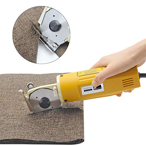 CGOLDENWALL YJ-70A Cortador de Tela Eléctrico Portátil Tijera Eléctrico Redondo Cortador de Gamuza Multiuso Ideal para Textil Cuero Papel con Cuchilla de Diámetro 125mm 220V