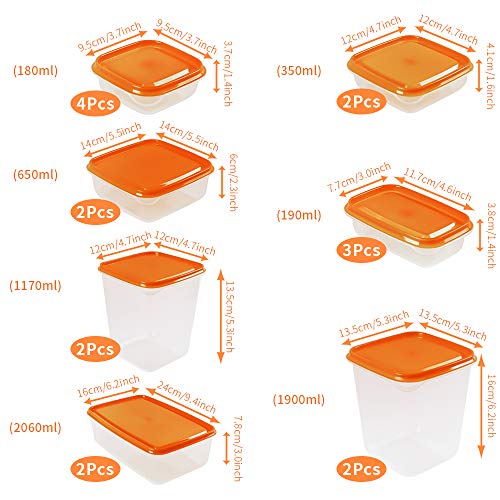 chaobai Set de Recipientes para Alimentos con Tapa Conjunto Apilable de 17 Piezas Fiambreras Contenedores de Alimentos Tamaños Variados Apta para Lavavajillas y Microondas, Tamaño Diverso