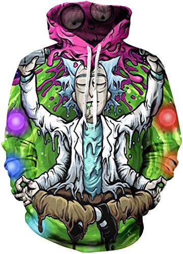 Chaos World Sudaderas con Capucha Hombre 3D Impreso Funny Cartoon Unisex Pullover Hoodie con Bolsillos (Sentado,4XL)