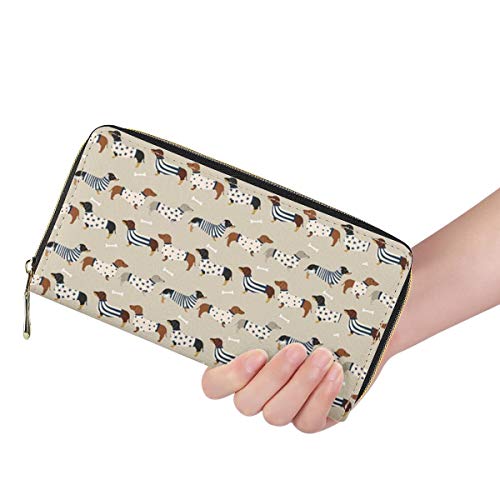 Chaqlin - Cartera de piel para mujer, diseño de mariposas, color negro Multicolor Dachshund-1 One_size