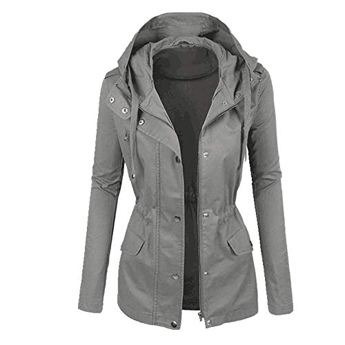 Chaqueta bomber de color sólido para mujer, otoño, invierno, de manga larga, con cremallera, para mujer Gris gris XXL