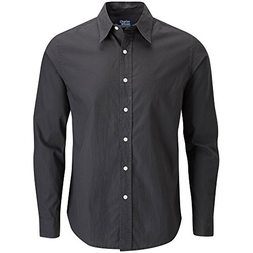 Charles Wilson Camisa Manga Larga Popelina Lisa para Hombre (X-Large, Charcoal Grey)