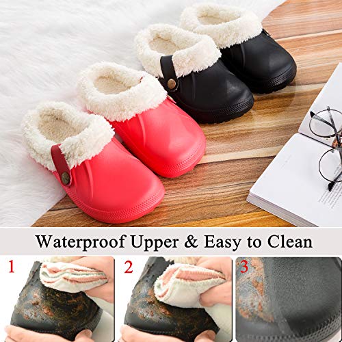 ChayChax Impermeable Zapatillas de Estar por casa para Mujer Hombre Zuecos con Forro Pelusa Caliente Pantuflas Interior Zapatillas Invierno Al Aire Libre