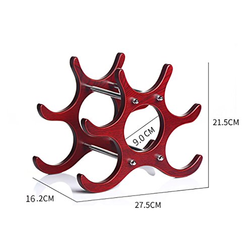 CHD - Estante del vino Escritorio MDF Rojo oscuro Gravedad Fuerte Modelado Superficie concisa Elegante Rugoso Desmontable Montaje fácil 6 Botellas de vino Decoración creativa del estante del vino Esta