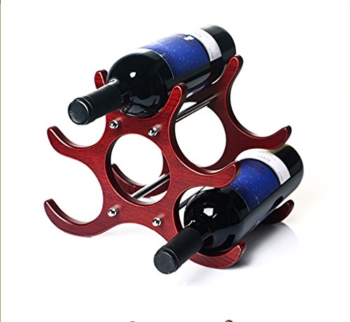 CHD - Estante del vino Escritorio MDF Rojo oscuro Gravedad Fuerte Modelado Superficie concisa Elegante Rugoso Desmontable Montaje fácil 6 Botellas de vino Decoración creativa del estante del vino Esta