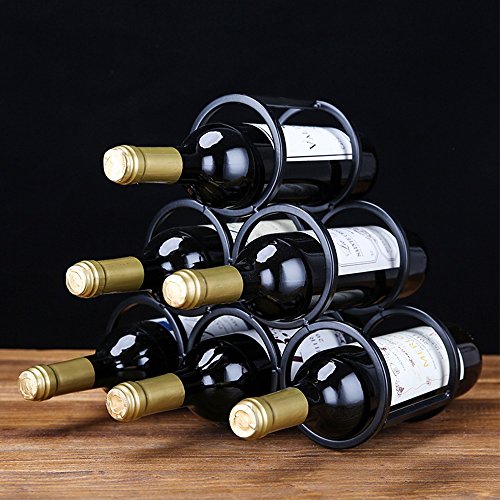 CHD - Estante del vino Los modelos 6 elegantes, lisos y durables de la mesa de Black Iron de hierro forjado se pueden poner 4 botellas de vino convenientes para cualquier escena Personalidad creativa