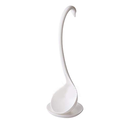 chenran Accesorios Utensilios De Cocina Swan, Mango Largo, Cuchara, Sopa, Vajilla, Vajilla, Cocina, Herramienta De Cocina Regalo (Color : White)