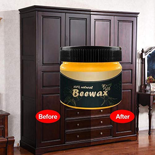 Childlike Cera De Abeja Natural para Madera - 80g Wood Seasoning Beewax Restaurador De Muebles con Esponja Y Trapo - Limpiador De Muebles De Madera para Reparación De Mesa/Gabinete/Silla/Piso