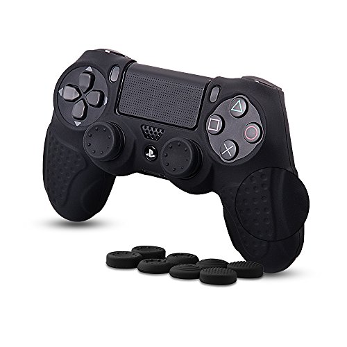 CHIN FAI PS4 Funda para Cubrir el Mando de PS4 con 4 Grips para Pulgares, Funda Antideslizante de Silicona, Carcasa Protectora para Mando de Sony PS4 / Slim/Pro