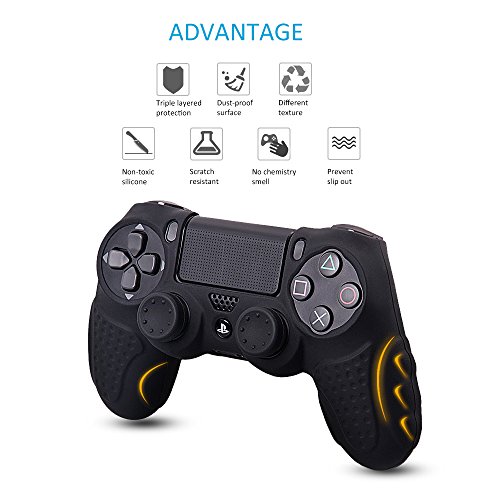 CHIN FAI PS4 Funda para Cubrir el Mando de PS4 con 4 Grips para Pulgares, Funda Antideslizante de Silicona, Carcasa Protectora para Mando de Sony PS4 / Slim/Pro