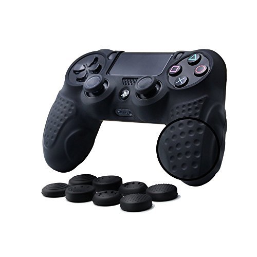 CHIN FAI PS4 Funda para Cubrir el Mando de PS4 con 4 Grips para Pulgares, Funda Antideslizante de Silicona, Carcasa Protectora para Mando de Sony PS4 / Slim/Pro