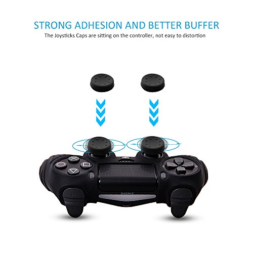 CHIN FAI PS4 Funda para Cubrir el Mando de PS4 con 4 Grips para Pulgares, Funda Antideslizante de Silicona, Carcasa Protectora para Mando de Sony PS4 / Slim/Pro