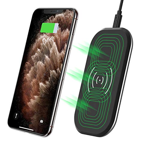 CHOETECH Cargador Inalámbrico Rápido, 3 Bobinas Qi Fast Wireless Charger 10W para Samsung S20/S20+/S10+/S9/S8/Note10, 7.5W para iPhone SE2/11/11pro/XS/XS MAX/XR/X/8 Plus y 5W Teléfonos Qi-Enabled