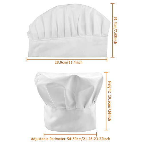 chudian 3 pcs Sombrero de Cocina Gorro de Chef con Goma Elástica Sombrero de Chef Blanco para Cocinero Hombre y Mujer para Cocina, Hogar, Restaurante, Abastecimiento