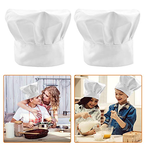 chudian 3 pcs Sombrero de Cocina Gorro de Chef con Goma Elástica Sombrero de Chef Blanco para Cocinero Hombre y Mujer para Cocina, Hogar, Restaurante, Abastecimiento