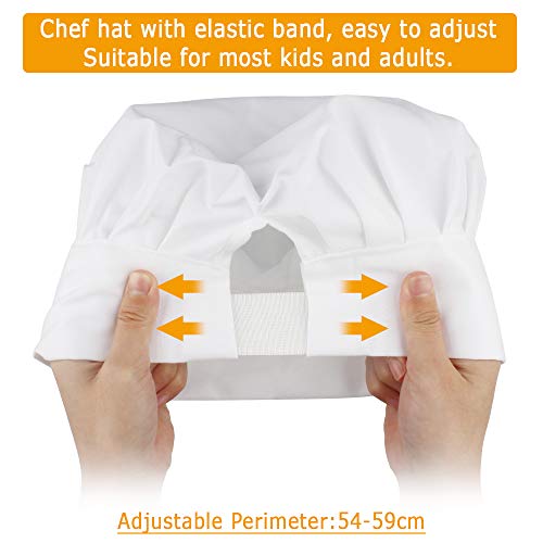 chudian 3 pcs Sombrero de Cocina Gorro de Chef con Goma Elástica Sombrero de Chef Blanco para Cocinero Hombre y Mujer para Cocina, Hogar, Restaurante, Abastecimiento