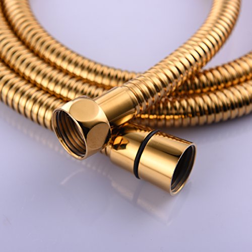 CIENCIA 1.5m (59-Inch) Manguera de Ducha de Oro Flexible Anti-torcedura de Acero Inoxidable con Conector de latón sólido FHA018J