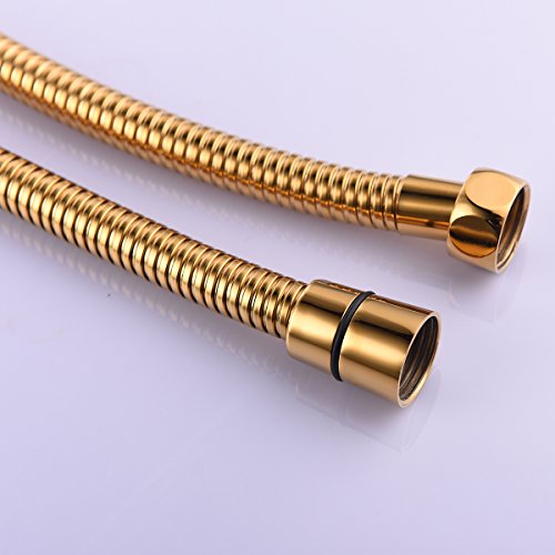 CIENCIA 1.5m (59-Inch) Manguera de Ducha de Oro Flexible Anti-torcedura de Acero Inoxidable con Conector de latón sólido FHA018J