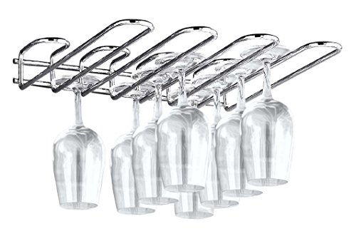 CKB Ltd® - Estante de cristal montado en la pared para debajo del armario – sostiene cualquier tipo de copas de vino y copas de cristal, vidrio, 3 Row - 29cm