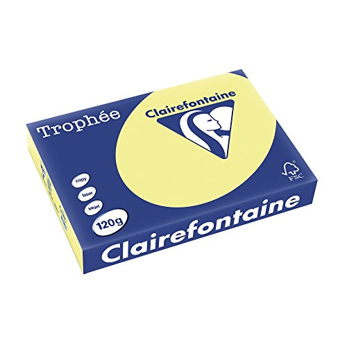 Clairefontaine Trophée 1023C - Resma de papel, 250 hojas, A4, 21 x 29.7 cm, color amarillo junquillo