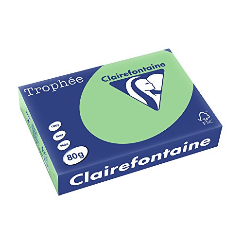 Clairefontaine Trophée - Resma de papel, 80 gr/m², 500 hojas, A4 (21 x 29.7 cm), color verde natural