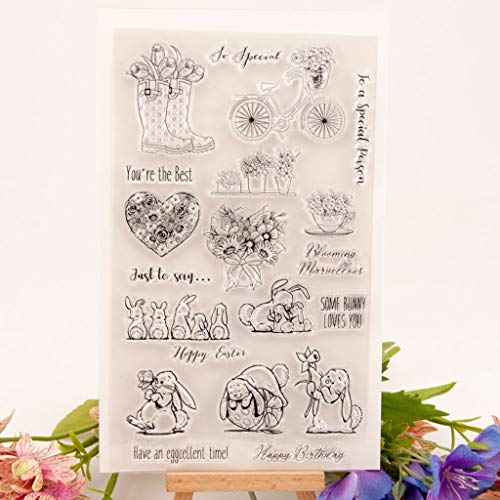 Claras Sellos de silicona, sello conejito de la flor YAOYAN Sello con troqueles de corte conjunto de patrones de bricolaje álbum de recortes en relieve