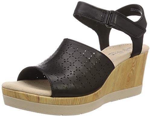 Clarks Cammy Glory, Sandalias Punta Cerrada para Mujer, Negro (Black Leather-), 37 EU