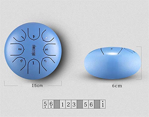 Clásico Lengua tambor de acero 8 Notas 6 pulgadas Chakra mano de tanque sartén niño que está aprendiendo Instrumento Percusión con viajes acolchado bolsa y mazos Aplicable a la educación musical, Ment