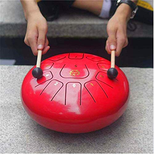 Clásico Lengua tambor de acero, Lotus tambor, tambor de Worry-Free, 11 Notas 16Inches, accesorios de acero Lengua tambor * 1 palillo del tambor * 1 * Batería 1, Rojo Tongue Drum Un Regalo, Tratamiento